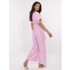 Světle růžový dámský overal s obálkovým výstřihem