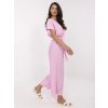 Světle růžový dámský overal s obálkovým výstřihem