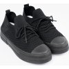 Černé dámské tenisky se slip-on svrškem a šněrováním