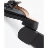 Černé dámské nazouváky s přezkou, podpatek 3 - 5 cm