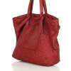 MARCO MAZZINI Originální dámská červená tkaná kožená shopper kabelka (Velikost ONE SIZE)