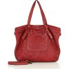 MARCO MAZZINI Originální dámská červená tkaná kožená shopper kabelka (Velikost ONE SIZE)