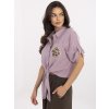 Světle fialová dámská mušelínová krátká košile s vázáním