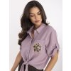 Světle fialová dámská mušelínová krátká košile s vázáním