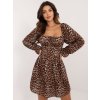 Dámské leopardí šaty s dlouhým rukávem a výstřihem (Velikost ONE SIZE)