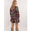 Hnědé dámské vzorované mini šaty s výstřihem do V