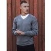 (Vel. 2XL) Tmavě šedý pánský svetr s výstřihem do V (Velikost 2XL)
