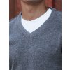 (Vel. 2XL) Tmavě šedý pánský svetr s výstřihem do V (Velikost 2XL)