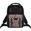 Himawari Černý stylový batoh s kapsou s leopardím vzorem