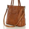 MARCO MAZZINI Camel dámská kožená shopper kabelka s kapsami (Velikost ONE SIZE)