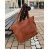 MARCO MAZZINI Hnědá dámská kožená shopper kabelka s přihrádkami (Velikost ONE SIZE)