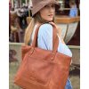MARCO MAZZINI Hnědá dámská kožená shopper kabelka s přihrádkami (Velikost ONE SIZE)