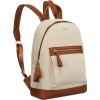 Peterson Béžovo-hnědý dámský batoh z kůže a plátna