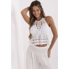 Bílý dámský prolamovaný boho crop top