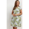 Zeleno-modré letní vzorované šaty z viskózy a lnu (Rozmiar 3XL)