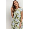 Zeleno-modré letní vzorované šaty z viskózy a lnu (Rozmiar 3XL)