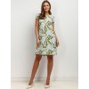 Zeleno-modré letní vzorované šaty z viskózy a lnu (Rozmiar 3XL)