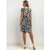 Bílo-černé letní vzorované šaty z viskózy a lnu (Rozmiar 3XL)