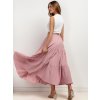 Dlouhá dámská růžová sukně s volány z lehkého mušelínu (Rozmiar L)