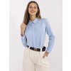 Světle modrá dámská elegantní bavlněná košile s límečkem
