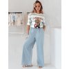 Světle modré dámské džínové kalhoty DENIMJOY s elastickým pasem