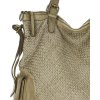 MARCO MAZZINI Světle béžová kožená shopper kabelka s pleteným vzorem (Velikost ONE SIZE)