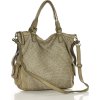 MARCO MAZZINI Světle béžová kožená shopper kabelka s pleteným vzorem (Velikost ONE SIZE)