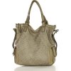 MARCO MAZZINI Světle béžová kožená shopper kabelka s pleteným vzorem (Velikost ONE SIZE)