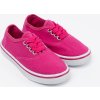 Tmavě růžové dětské plátěné tenisky s bílou podrážkou