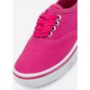 Tmavě růžové dětské plátěné tenisky s bílou podrážkou