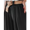 Černé široké dámské kalhoty z viskózy s elegantním páskem MIRELOU