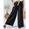 Černé široké dámské kalhoty z viskózy s elegantním páskem MIRELOU (Velikost ONE SIZE)