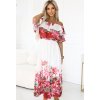Květované dámské maxi šaty s volánem a odhalenými rameny