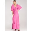 Růžové maxi šaty se zavazováním na zádech