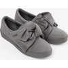 Šedé dámské nazouvací tenisky s mašlí