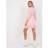 (Vel. ONE SIZE) Světle růžové minišaty s volánem v boho stylu (Velikost ONE SIZE)
