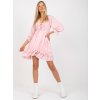 (Vel. ONE SIZE) Světle růžové minišaty s volánem v boho stylu (Velikost ONE SIZE)