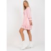 (Vel. ONE SIZE) Světle růžové minišaty s volánem v boho stylu (Velikost ONE SIZE)