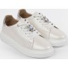 Bílo-stříbrné dámské kožené sneakersy  Sergio Leone se sponou