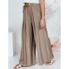 Světle hnědé široké dámské kalhoty z viskózy s elegantním páskem MIRELOU
