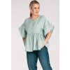 Mintová dámská halenka z viskózy se širokými rukávy (Velikost S/M)