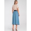 Světle modrá dámská skládaná midi sukně s vysokým pasem (Velikost S/M)