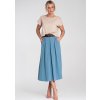 Světle modrá dámská skládaná midi sukně s vysokým pasem