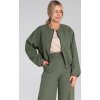 Olivově zelený lehký dámský krátký bomber