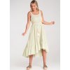 Dámské světle zelené bavlněné šaty s proužky a třásněmi