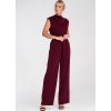 Vínový dámský elegantní overal se zapínáním na zádech