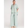 Mintová dámská viskózová souprava volné košile a širokých kalhot