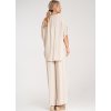 Béžová dámská viskózová souprava volné košile a širokých kalhot