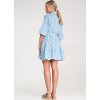 Modro-bílé pruhované mini šaty se stojáčkem