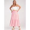 Růžová dámská viskózová midi sukně z texturované látky